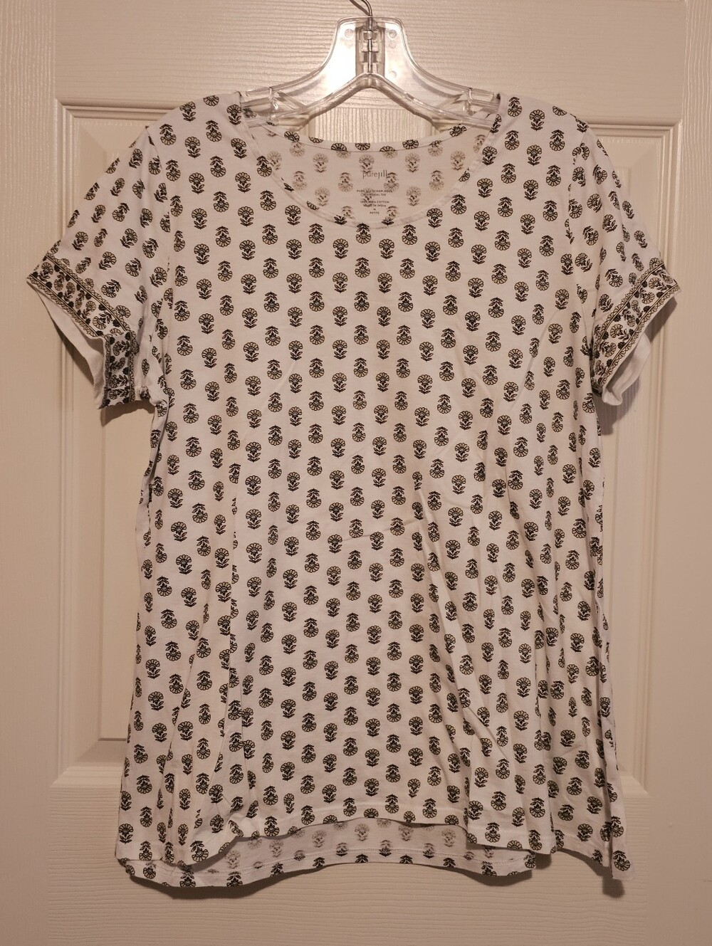 Pure Jill Women’s White Short-Sleeve Printed Tee Sz Mp